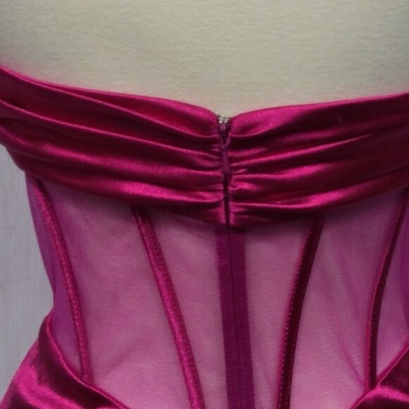 NEW LONG SHEATH OFF THE SHOULDER STRAPLESS SATIN DRESS WITH ZIPPER BACK CD269 - Picture 8 of 8